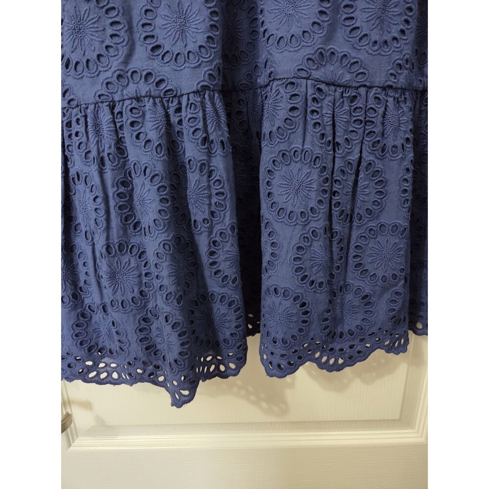 Figue Isabella Blue Eyelet Embroidered Cutout Sleeves Boho Mini Dress, Size XL - Picture 10 of 16